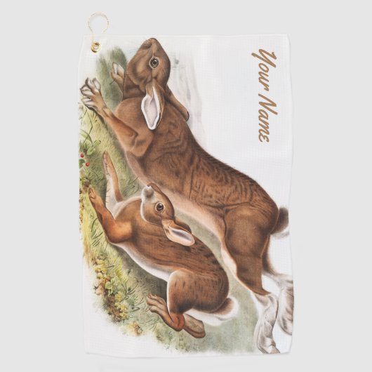 Aangepaste Noord-Hare Rabbit Bunny Camping Gift Golfhanddoek (Voorkant)