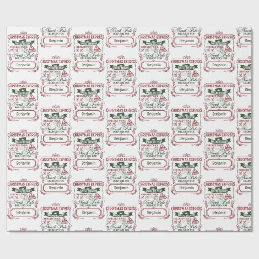Aangepaste Noordpool Kerstmis Express Cadeaupapier (Vlak)