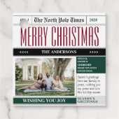 Aangepaste Noordpool krant Kerstfoto Bedankjes Labels (Voorkant)