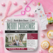Aangepaste Noordpool krant Kerstfoto Papieren Bordje (Feest)