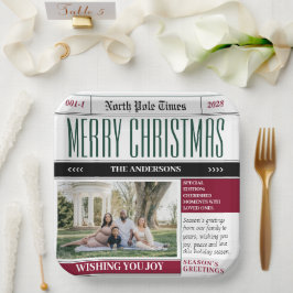 Aangepaste Noordpool krant Kerstfoto Papieren Bordje