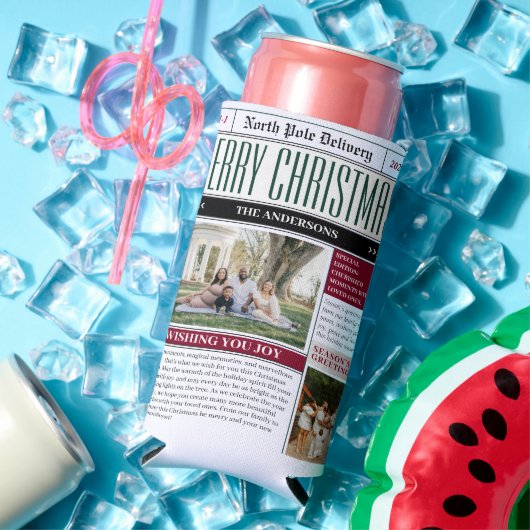 Aangepaste Noordpool krant Kerstfoto Seltzer Blikjeskoeler (Insitu Zomer)