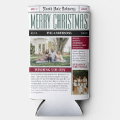 Aangepaste Noordpool krant Kerstfoto Seltzer Blikjeskoeler (Voorkant)