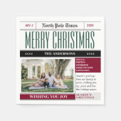 Aangepaste Noordpool krant Kerstfoto Servet (Voorkant)