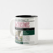 Aangepaste Noordpool krant Kerstfoto Tweekleurige Koffiemok (Voorkant links)