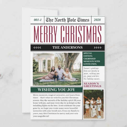 Aangepaste Noordpool Times krant Kerstfoto Feestdagenkaart (Voorkant)