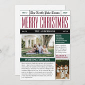 Aangepaste Noordpool Times krant Kerstfoto Feestdagenkaart (Voorkant / Achterkant)