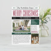 Aangepaste Noordpool Times krant Kerstfoto Feestdagenkaart (Staand voorkant)
