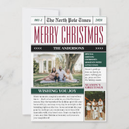 Aangepaste Noordpool Times krant Kerstfoto Feestdagenkaart