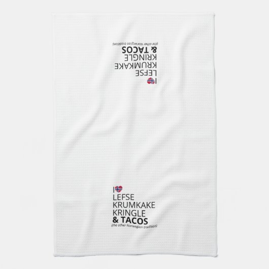 Aangepaste Noorse Vlag Hart Theedoek (Verticaal)