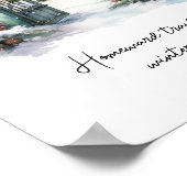 Aangepaste Nordic Snow Green Winter Scene Waterver Poster (Hoek)