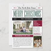 Aangepaste North Pole Times Krant Kerst Foto Feestdagenkaart (Voorkant)