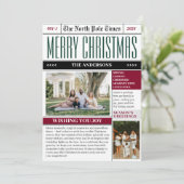 Aangepaste North Pole Times Krant Kerst Foto Feestdagenkaart (Staand voorkant)