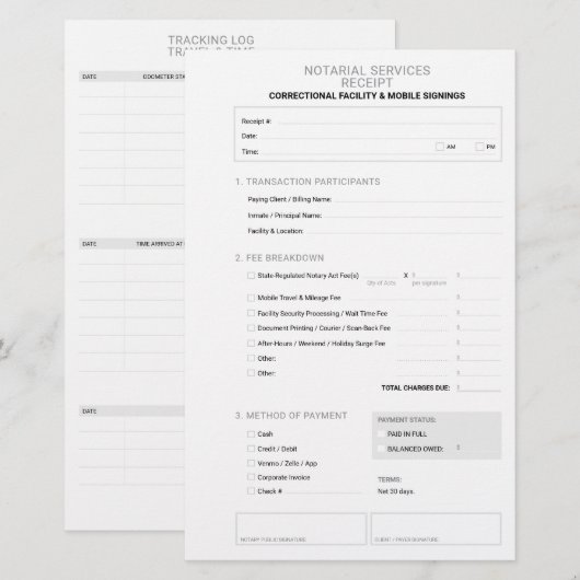 Aangepaste notaris openbare gevangenis ondertekeni briefpapier (Voorkant / Achterkant)