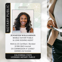 Aangepaste Notaris Openbare ID-foto-badge | Zwart