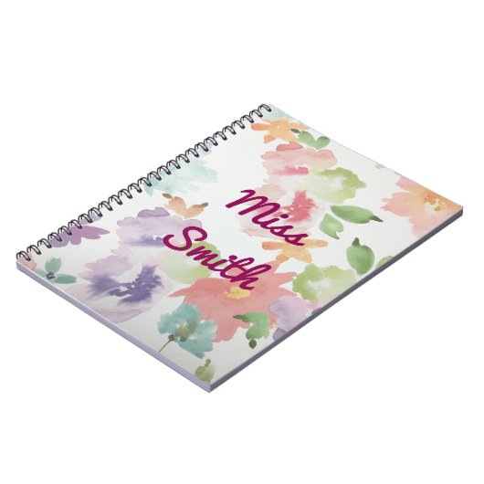 Aangepaste notebookbloemen met Waterverf voor elke Notitieboek (Linkerzijde)