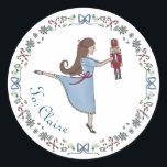 Aangepaste Notenkraker Ballet Christmas Gift Label<br><div class="desc">Een snelle en slimme manier om de cadeaus onder je boom te labelen! Deze handgetekende cadeau-stickers tonen Clara en haar Notenkraker omringd door iconische herinneringen aan hun magische reis door het land van snoep.</div>