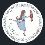 Aangepaste Notenkraker Ballet Christmas Gift Label<br><div class="desc">Een snelle en slimme manier om de cadeaus onder je boom te labelen! Deze handgetekende cadeau-stickers tonen Clara en haar Notenkraker omringd door iconische herinneringen aan hun magische reis door het land van snoep.</div>