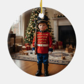 Aangepaste Notenkraker Foto Kerstmis Soldaat Keramisch Ornament (Achterkant)