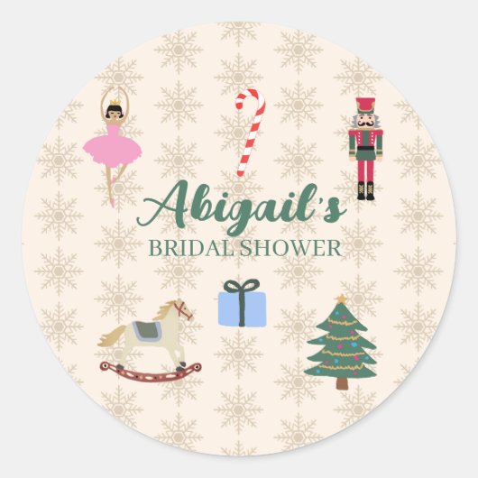 Aangepaste Notenkraker Illustratie Bruidsdouche Ronde Sticker (Voorkant)
