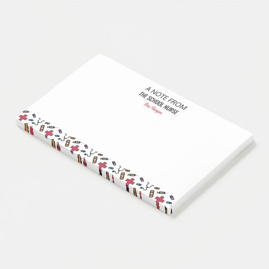 Aangepaste notitie van de schoolverpleegster post-it® notes (Schuin)
