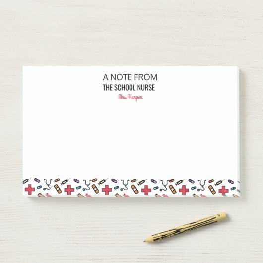 Aangepaste notitie van de schoolverpleegster post-it® notes (Op bureau)