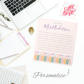 Aangepaste notitie van Schattige Crayon Teacher No Notitieblok