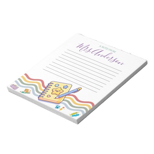 Aangepaste notitie van Schattige Crayon Teacher No Notitieblok (Linkerzijde)