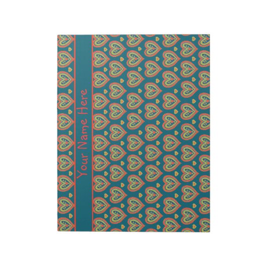 Aangepaste Notitieblok Rood, Groene Harten op Donk (Linkerzijde)