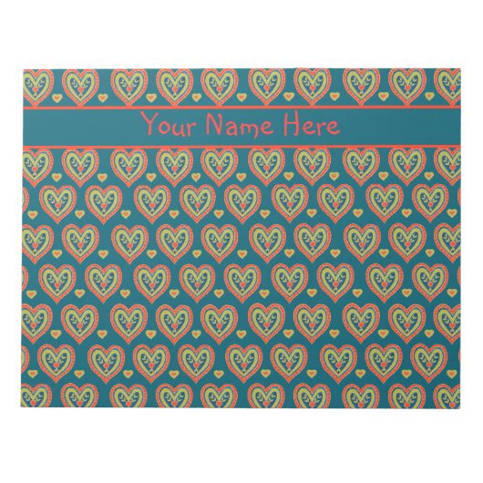 Aangepaste Notitieblok Rood, Groene Harten op Donk (Voorkant)