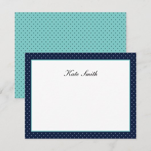 Aangepaste notitiekaarten - Navy Blue & Aqua - Sti Kaart (Voorkant / Achterkant)