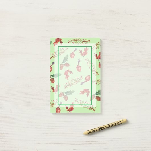 Aangepaste notities herfstpatroon post-it® notes (Op bureau)