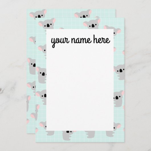 Aangepaste notities van het Koala-Beer (Voorkant / Achterkant)