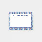 Aangepaste notities voor blauw geometrisch patroon post-it® notes (Voorkant)