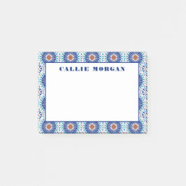 Aangepaste notities voor blauw geometrisch patroon post-it® notes