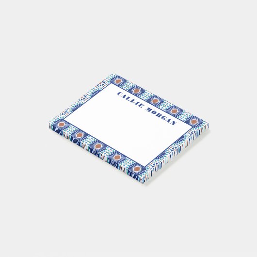 Aangepaste notities voor blauw geometrisch patroon post-it® notes (Schuin)