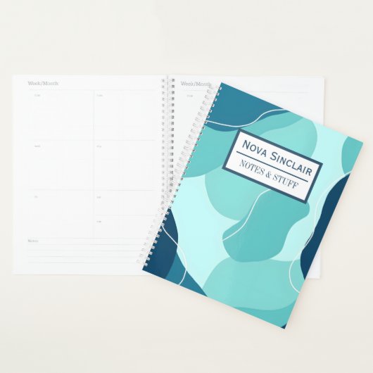 Aangepaste Nova Sinclair Abstract Teal Organische Planner (Display)