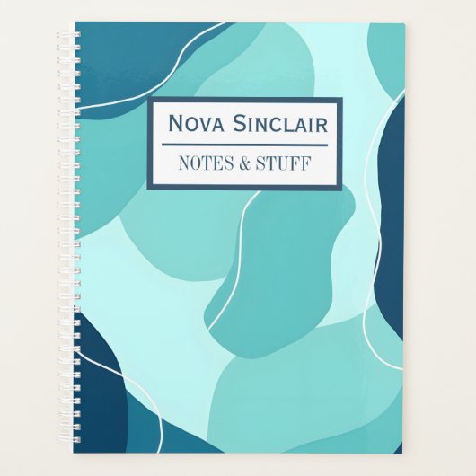 Aangepaste Nova Sinclair Abstract Teal Organische  Planner (Voorkant)