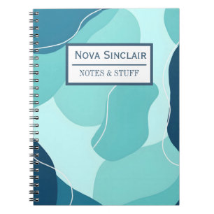 Aangepaste Nova Sinclair Abstract Turquoise Organi Notitieboek