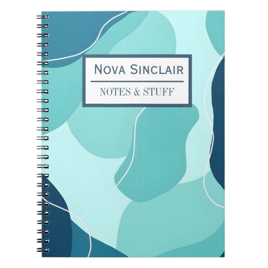 Aangepaste Nova Sinclair Abstract Turquoise Organi Notitieboek (Voorkant)