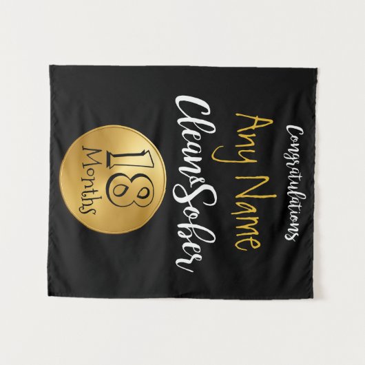 Aangepaste nuchtere verjaardag jubileum cadeau wan wandkleed (Voorkant (horizontaal))