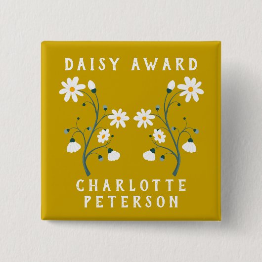 Aangepaste Nurse Daisy Award Vierkante Button 5,1 Cm (Voorkant)