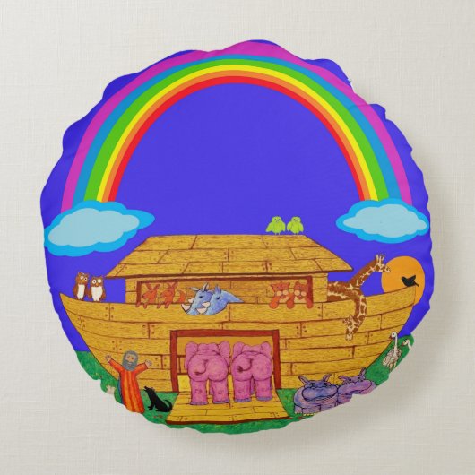 Aangepaste Nursery/kinder kussen van Noah's Ark (Achterkant)