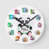 Aangepaste Nursery Panda Clock Ronde Klok (Voorkant)