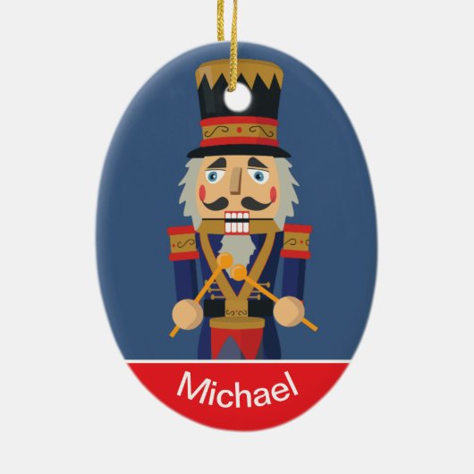 Aangepaste Nutkraker Speelgoed Blue Soldier Keramisch Ornament (Achterkant)