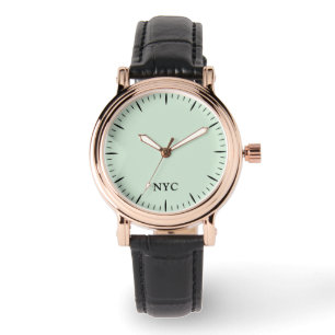 Aangepaste NYC Mark stijlvolle saliegroene horloge