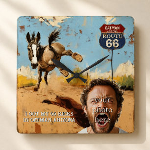 Aangepaste Oatman Route 66 Ezel Trapt Vierkante Klok