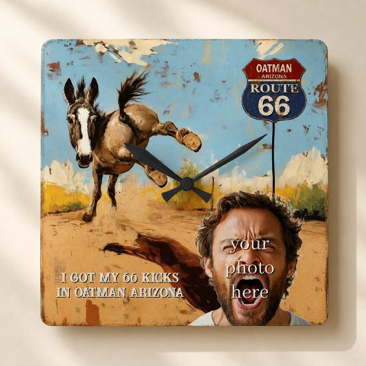 Aangepaste Oatman Route 66 Ezel Trapt Vierkante Klok