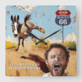Aangepaste Oatman Route 66 Ezel Trapt Vierkante Klok (Voorkant)