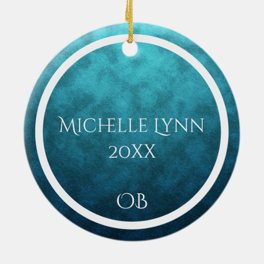 Aangepaste OB Ocean Beach, CA Blue Bkg Kerstmis Keramisch Ornament (Achterkant)